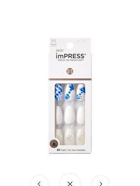 imPRESS White Press-On Nails with Blue Marble & Iridescent Accent